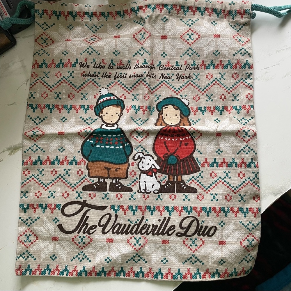 Sanrio 1991 The Vaudeville Duo Eddy Emmy - Cotton Drawstring Bag Pouch